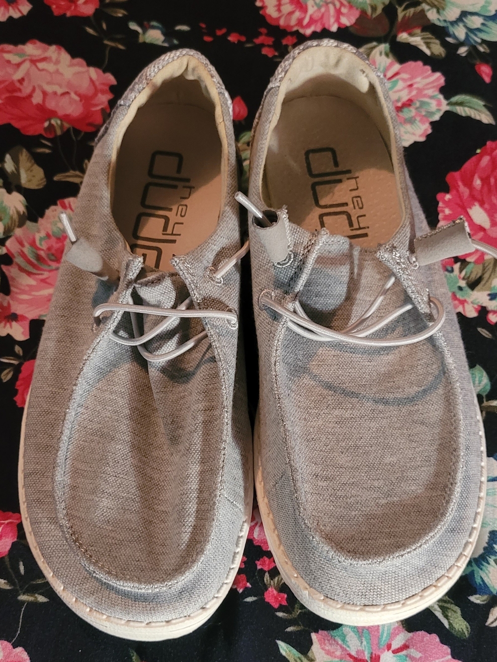 Hey Dude Grey Stretch Fleece Slip Ons